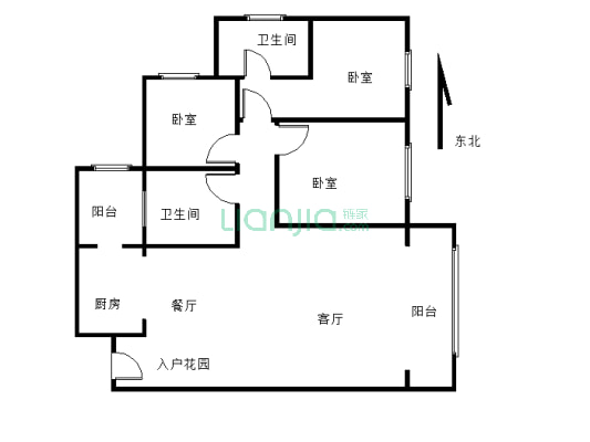 鑫领寓标准三房仅售140万 面积在117平方左右-户型图