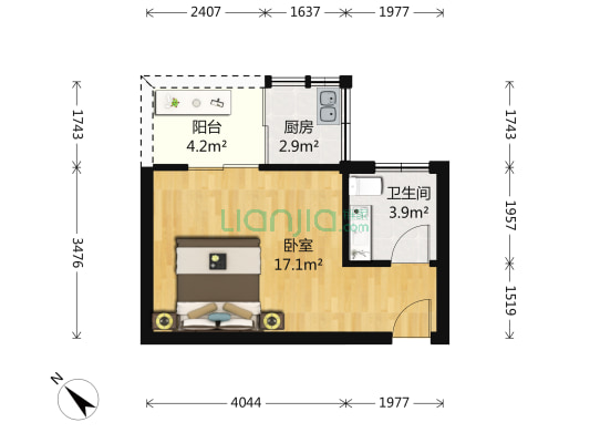 恒达大厦 1室0厅1卫 36平方