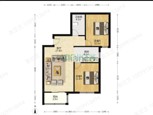 钻石商圈，就学方便，电梯房，全天采光，配套齐全-户型图