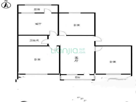 东安小区 3室2厅 南 北-户型图