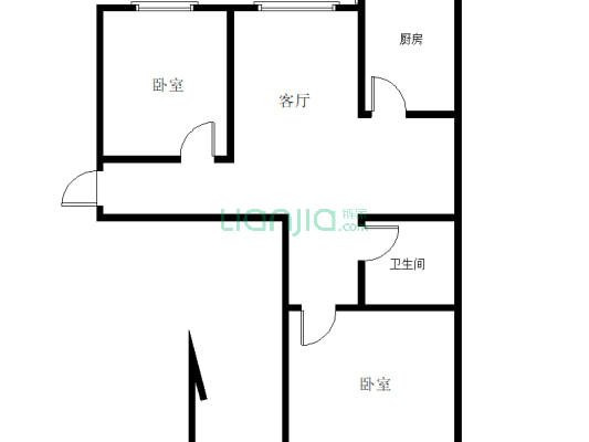 文化宫北门金世纪小区电梯房5楼94平两室，有证可贷-户型图
