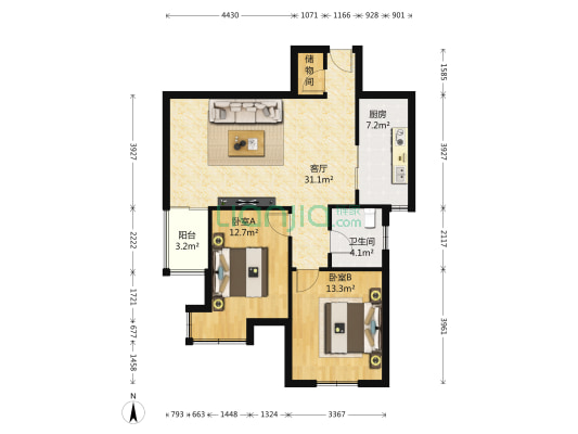 新创益民家园 2室1厅1卫 99平方