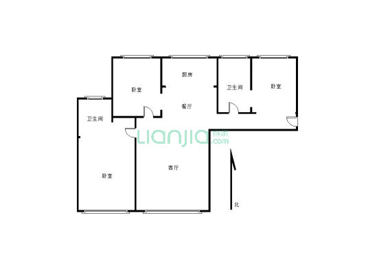 房子为两室两厅通透户型，户型结构好-户型图