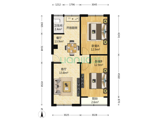 石道巷 2室2厅1卫 75平方