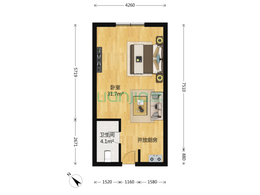 时代鑫都 1室0厅1卫 73平方