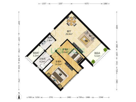 蓝钻大两房住宅 满五唯一 业主急卖 看房方便