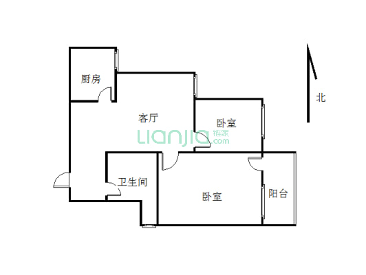 蓝欣家园 电梯房 精装80平两室两厅 有证 无土地出让金-户型图