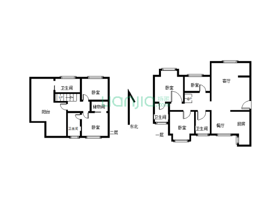 鑫领寓 5室2厅 东南-户型图