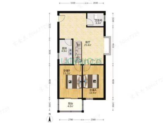 此房满五   户型方正 中高层 采光好 配套设施齐全-户型图