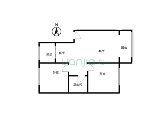 永安小区 2室2厅 东 西-户型图