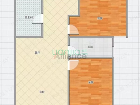 水岸花城小区精装修两居室，全阳户型，大社区集体供暖-户型图