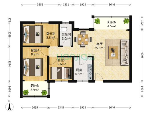 一致春晓苑 3室1厅1卫 80平方