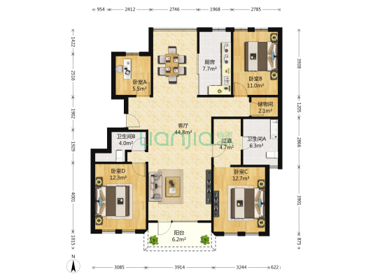 中山御庭 4室1厅2卫 178平方