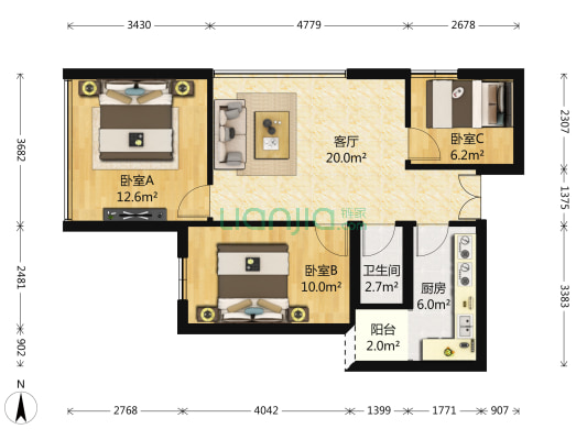 临2000亩公园落地窗采光好户型方正