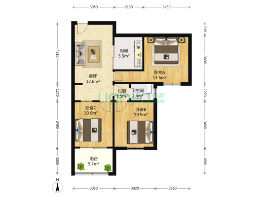 水都南岸(二期) 3室1厅1卫 0平方