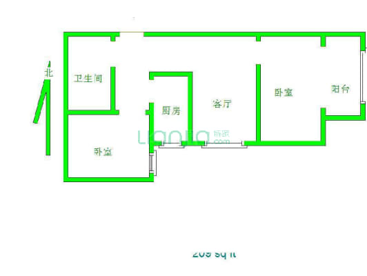 丽景华庭 2室1厅 东南-户型图