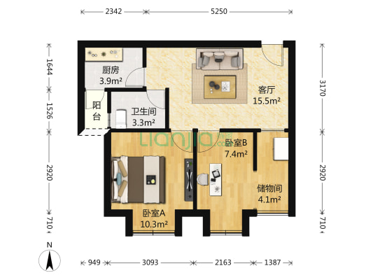 金沙柏林郡 2室1厅1卫 56平方