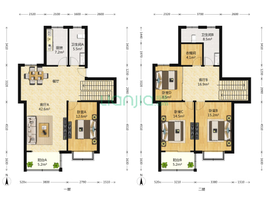 汇龙公寓东区 4室2厅2卫 0平方