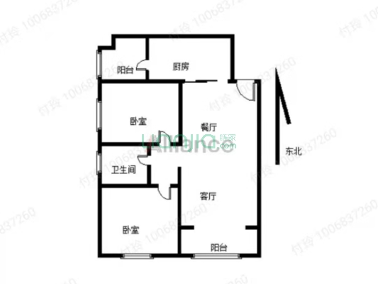 浩誉江语城 2室1厅 西南-户型图