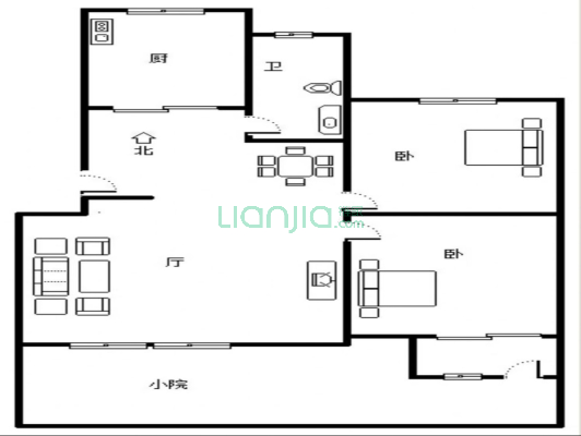 房本满五年精装修电梯洋房一梯两户适合居住-户型图