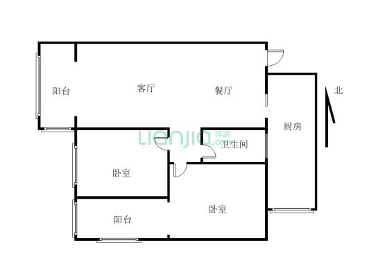 【震后电梯】天作之城 大2室变3室用于经营-户型图