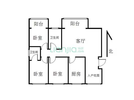 千田新开元小区3室2厅小区环境干净舒适适合居住-户型图