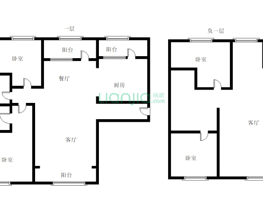 御景园 下跃 南北通透 大两居 下午采光好-户型图