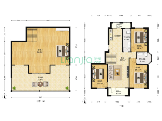 三鼎春天B区 4室1厅2卫 123平方