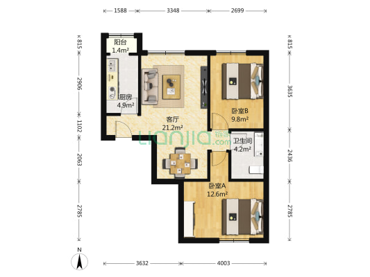 世华龙樾一期西区 2室1厅1卫 74平方