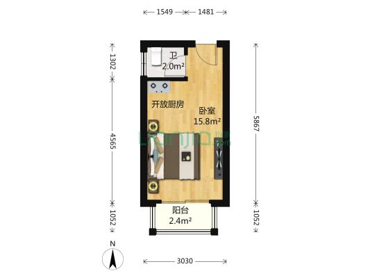 阁调小区 1室0厅1卫 27平方