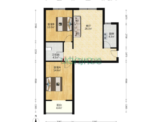 双塔区门口838 可西丁 自住精装修集中供暖 急售-户型图