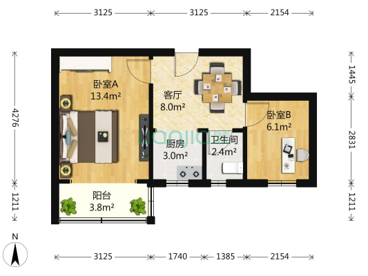 娄子巷131巷 2室1厅1卫 49平方
