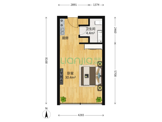 德胜凯旋 1室0厅1卫 61平方