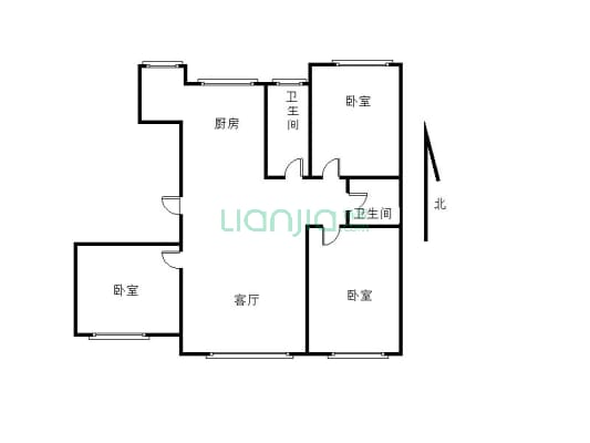 此房是绿洲大学城电梯8楼，三室一厅两卫一厨，小区好-户型图