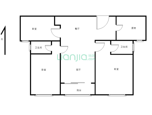 建业桂圆精致毛坯113平方，三室两厅两卫有证可按揭-户型图