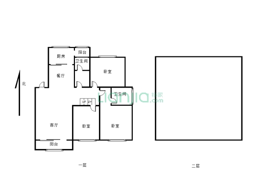 复式楼，价位 、低，有配房，户型方正-户型图