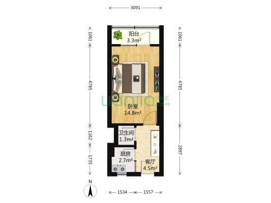 久仰里 1室1厅1卫 35平方