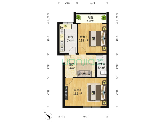 瑞昌路93号小区 2室1厅1卫 70平方