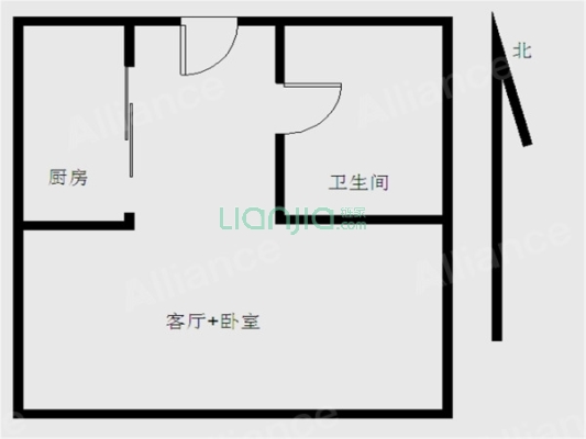 深蓝公寓 1室1厅 东南