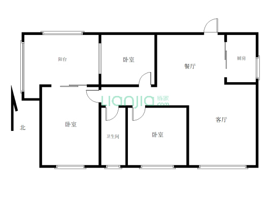 精装三房110平米三室两厅一厨一卫有证有暖中间层-户型图
