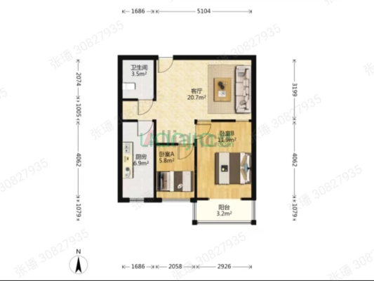 华阳路理想城，全阳户型房本满五年-户型图
