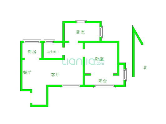 鑫和花园 2室2厅 东南-户型图