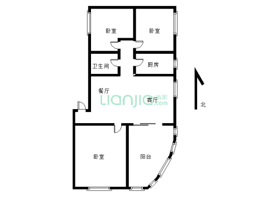 永安小区 3室2厅 东 南 西-户型图