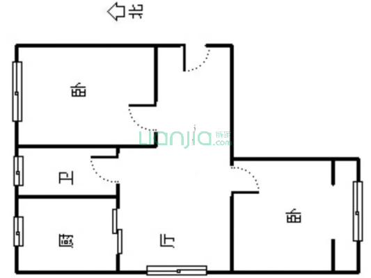 矿山局家属楼南院 2室1厅 东 南 西-户型图