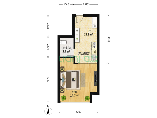 东北名苑 1室0厅1卫 46平方