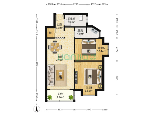 典雅居 2室1厅1卫 78平方