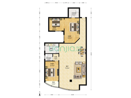 秀水公寓 3室1厅2卫 192平方