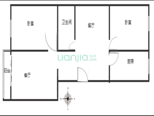 鹏润四季花园 2室2厅 东 西-户型图