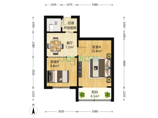 由由六村 2室1厅1卫 46平方