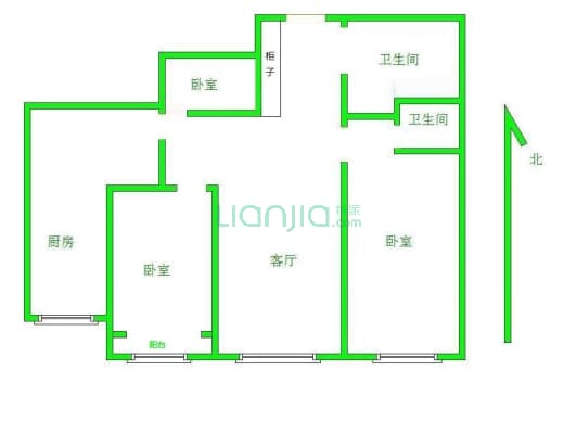 朝阳龙座 3室2厅 南-户型图